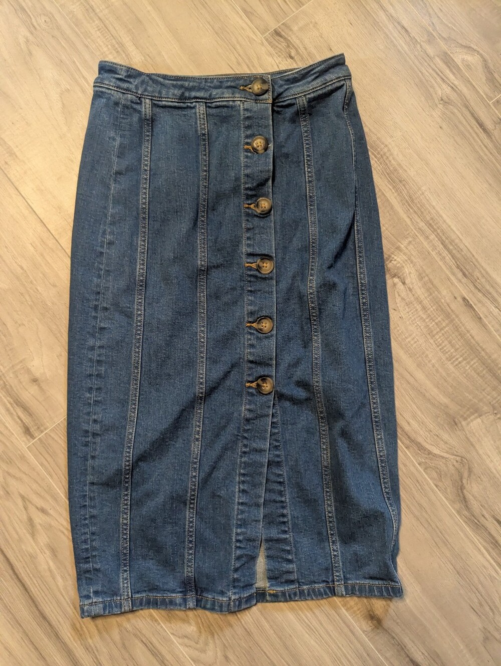 Pilcro by Anthropologie size 2 Women's Blue Denim Button Front Midi